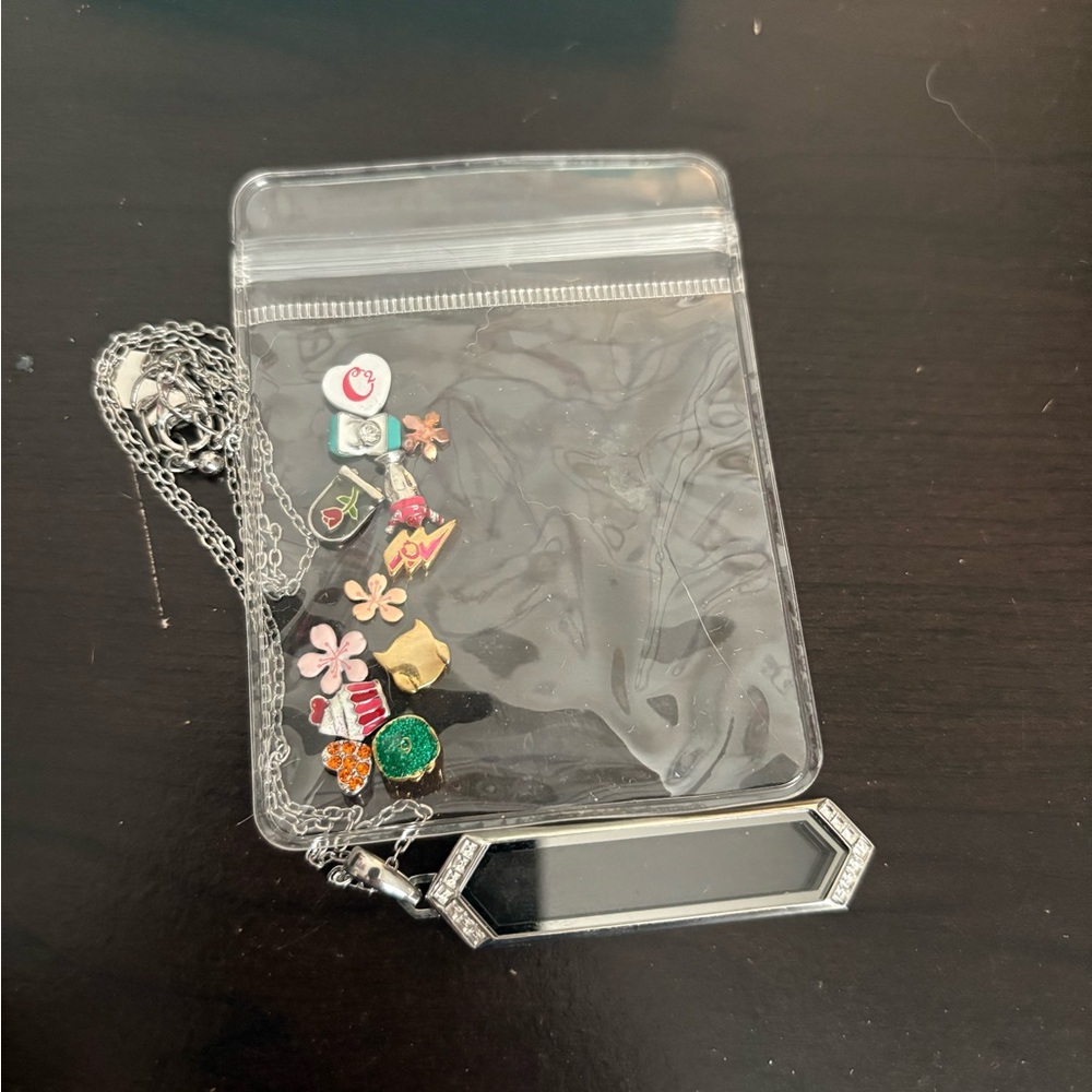 Silver Pendant Necklace with Charms